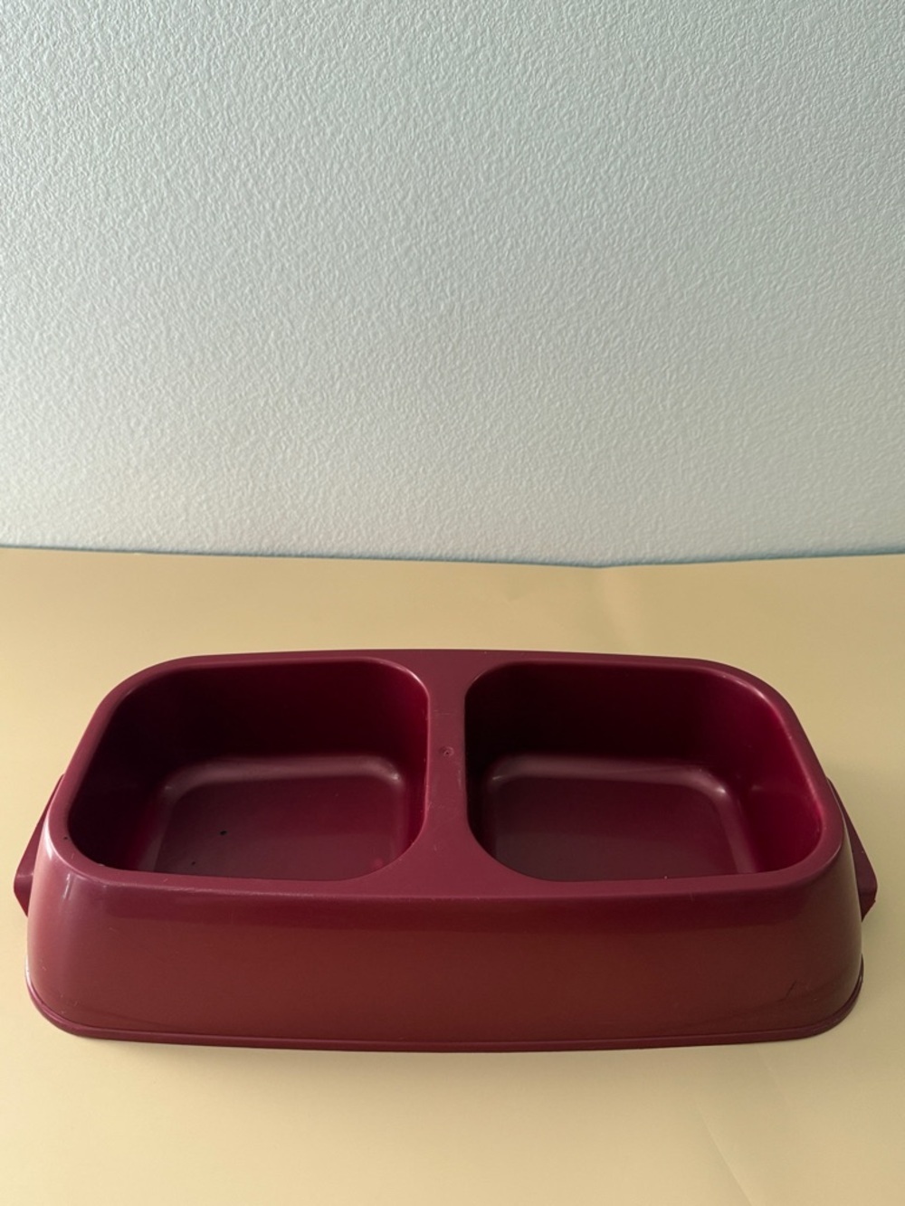 Double Feeding Bowl - Burgundy Plastic Pet Dishes